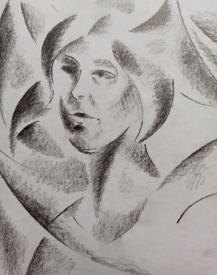 Abstract pencil painting Portrait of a girl Peter Tovpev - 4