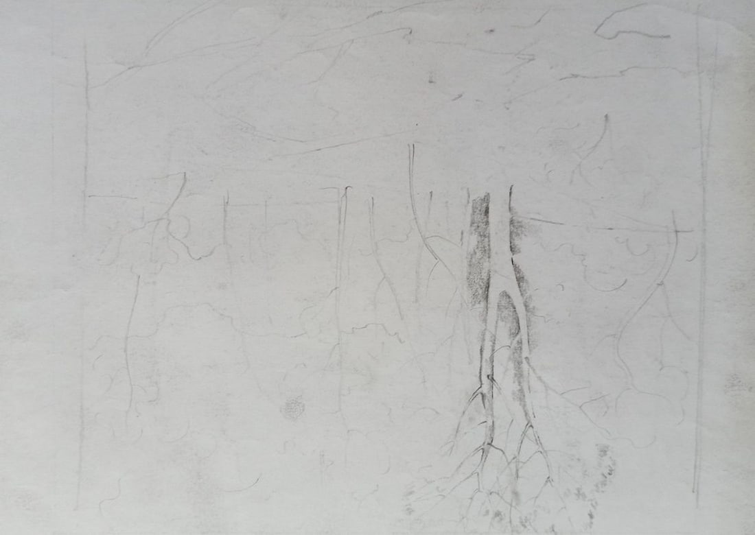 Abstract pencil painting River landscape Peter Tovpev - 4