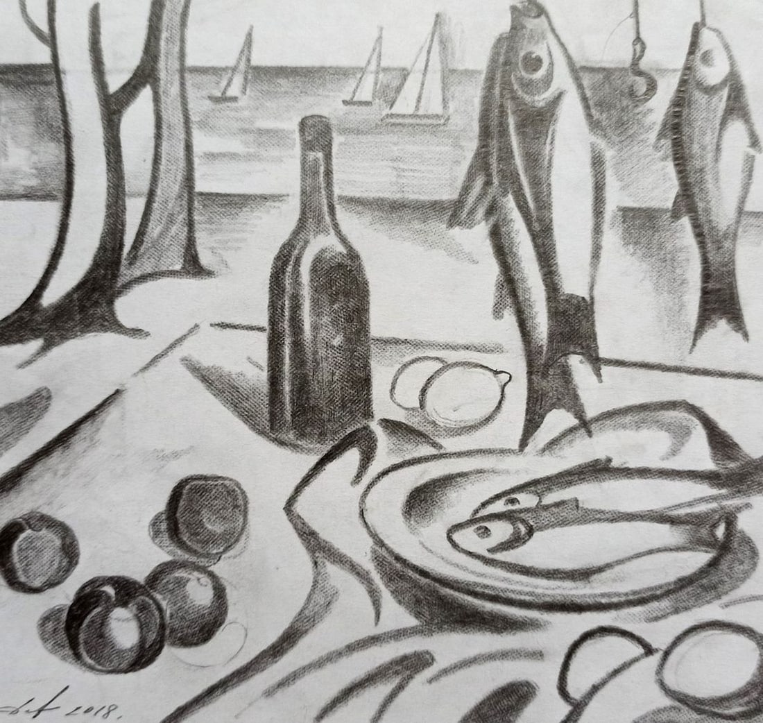 Pencil painting Still life Peter Tovpev: Title: Pencil painting Still life Peter Tovpev Description: NoDobr 639 *** ABOUT THIS PAINTING *** * TITLE: "Still life" * ARTISTS: Peter Tovpev * SIZE: 16x18 cm/'6.29x7.08 inches' * MEDIUM: pencil, p