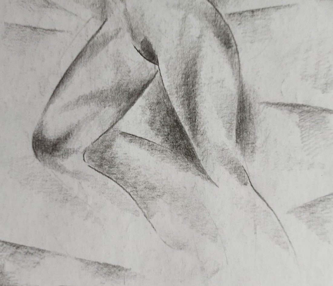 Abstract pencil painting Portrait of a naked girl Peter Tovpev - 3