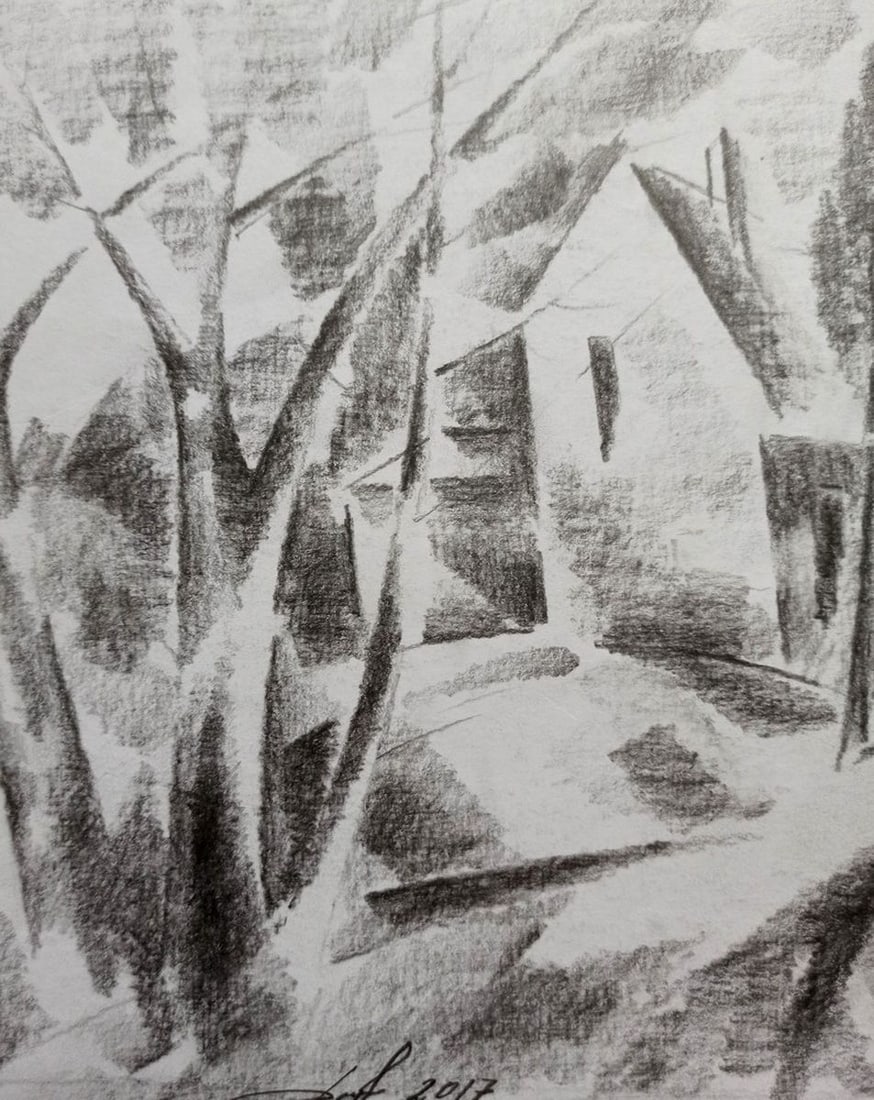 Abstract pencil painting Summer day Peter Tovpev - 2