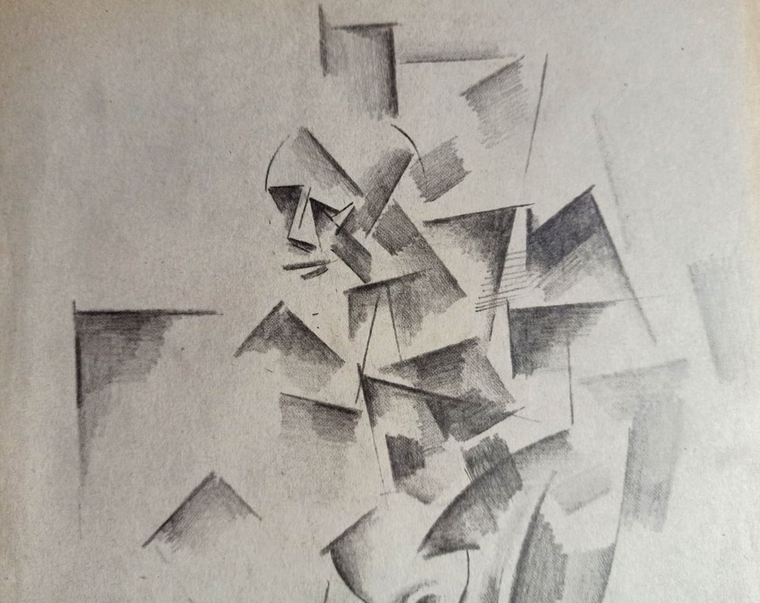 Abstract pencil painting Portrait of a naked girl Peter Tovpev - 2