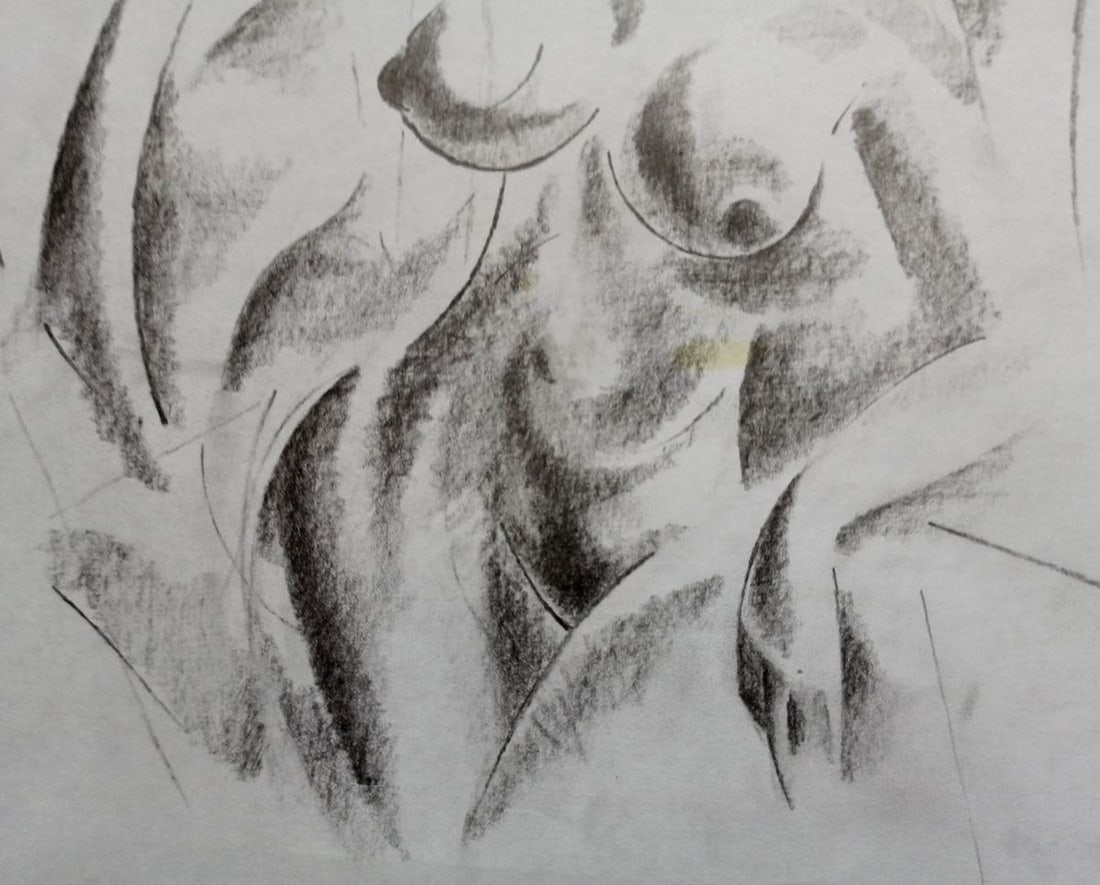 Abstract pencil painting Portrait of a naked girl Peter Tovpev - 3