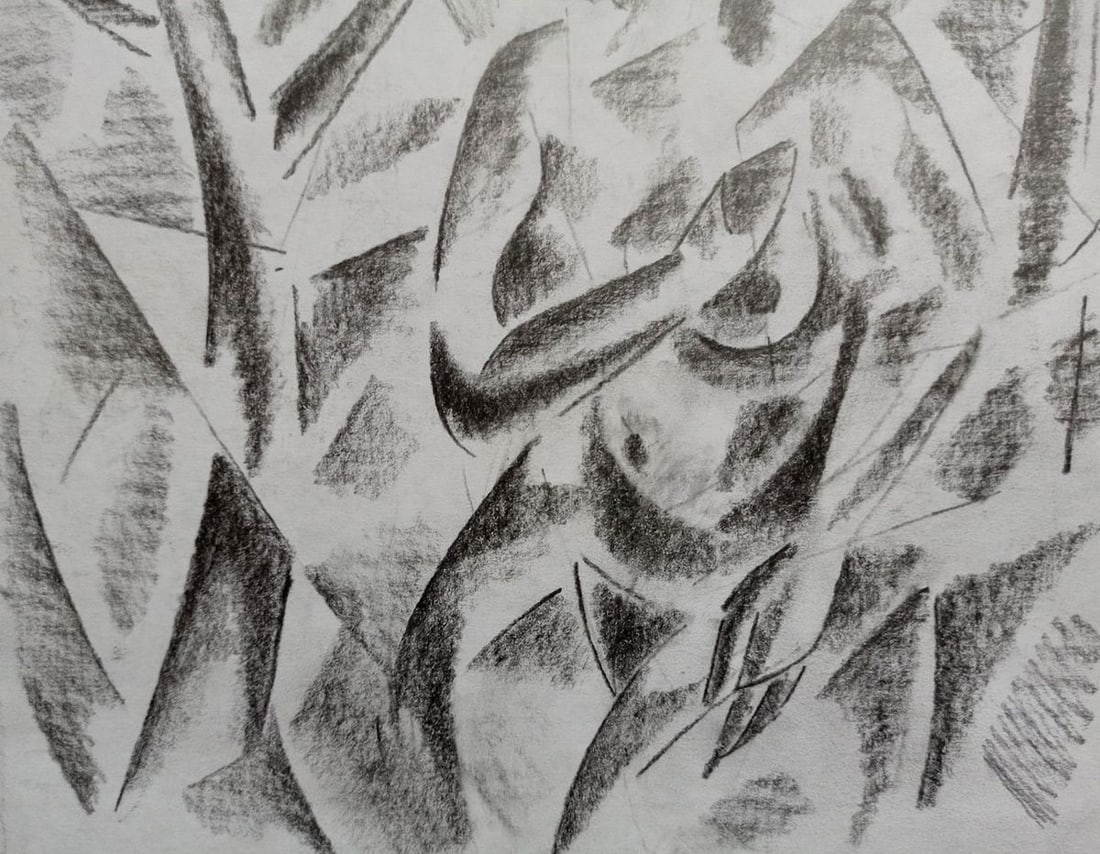 Abstract pencil painting Portrait of a naked girl Peter Tovpev - 3