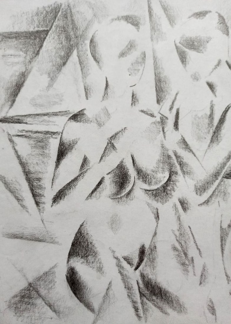 Abstract pencil painting Naked girls Peter Tovpev - 2