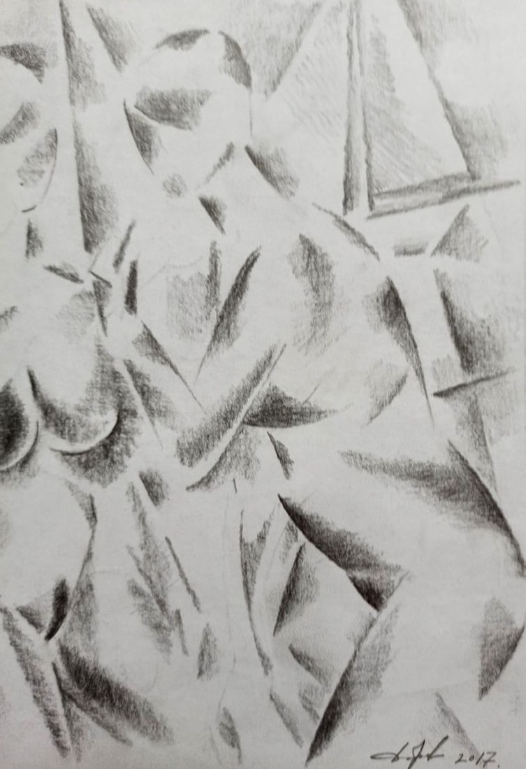 Abstract pencil painting Naked girls Peter Tovpev - 3