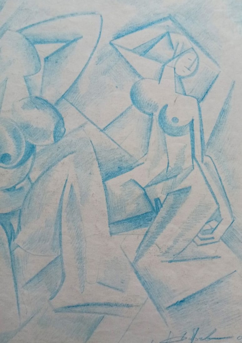 Abstract pencil painting Naked girls Peter Tovpev - 3
