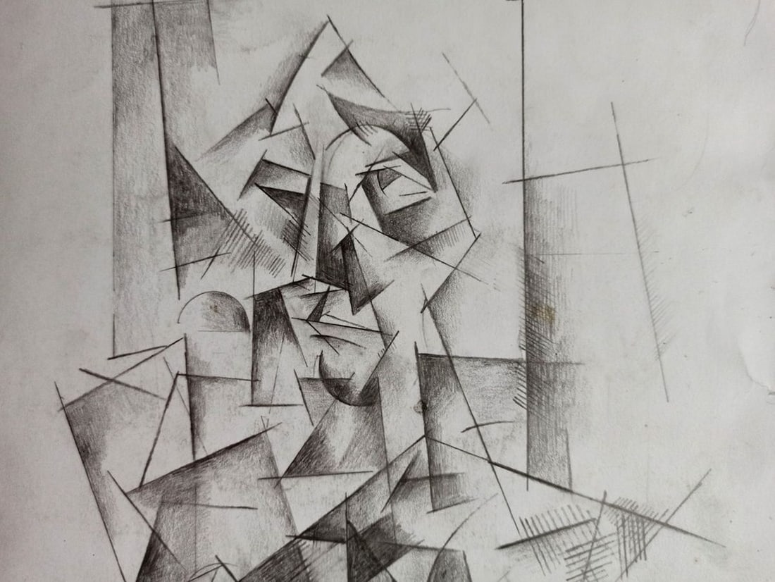 Abstract pencil painting Portrait of a man Peter Tovpev - 2