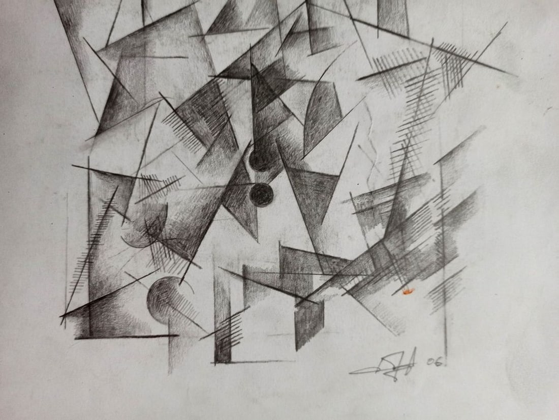 Abstract pencil painting Portrait of a man Peter Tovpev - 3