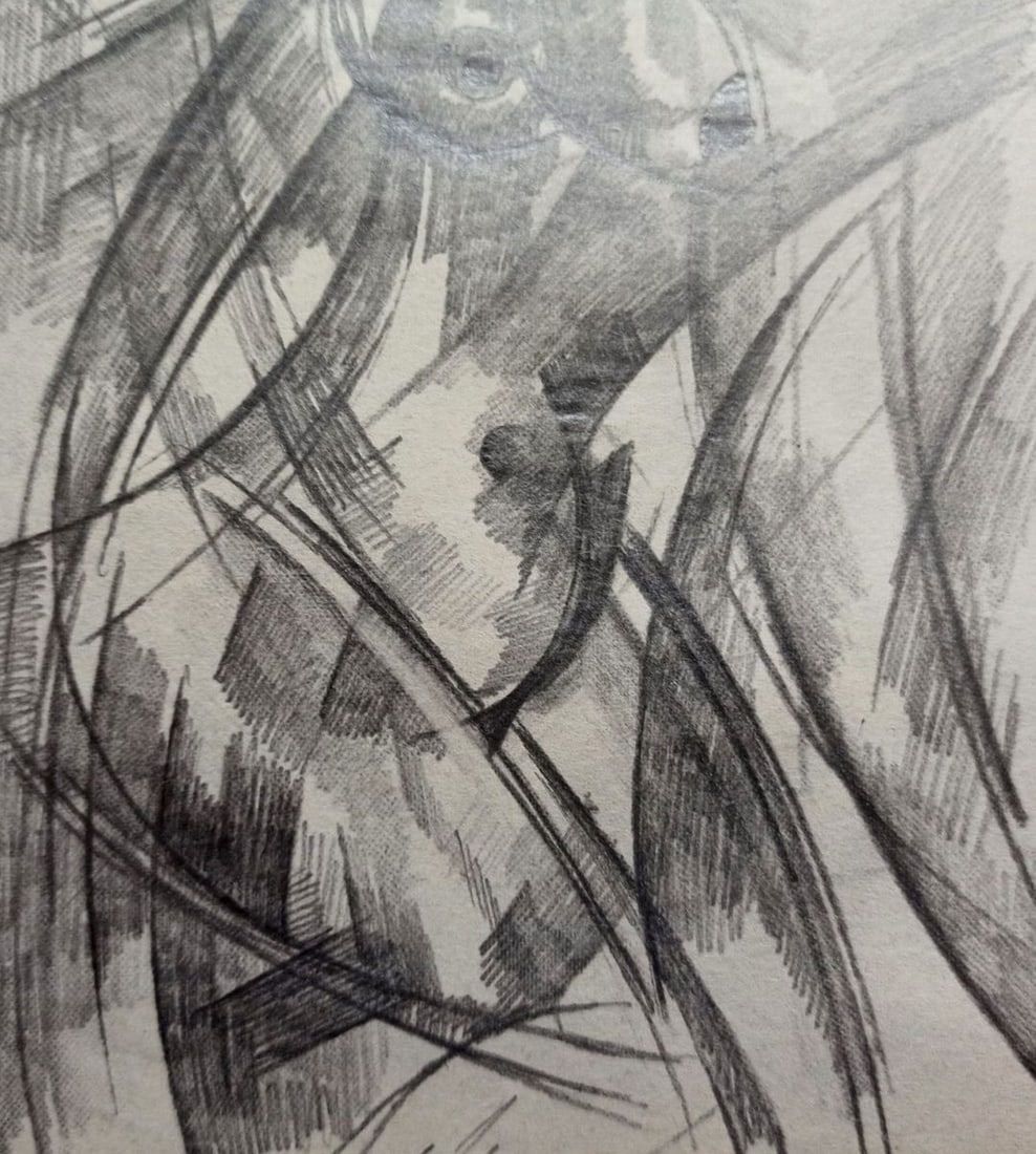Abstract pencil painting Portrait of a naked girl Peter Tovpev - 3