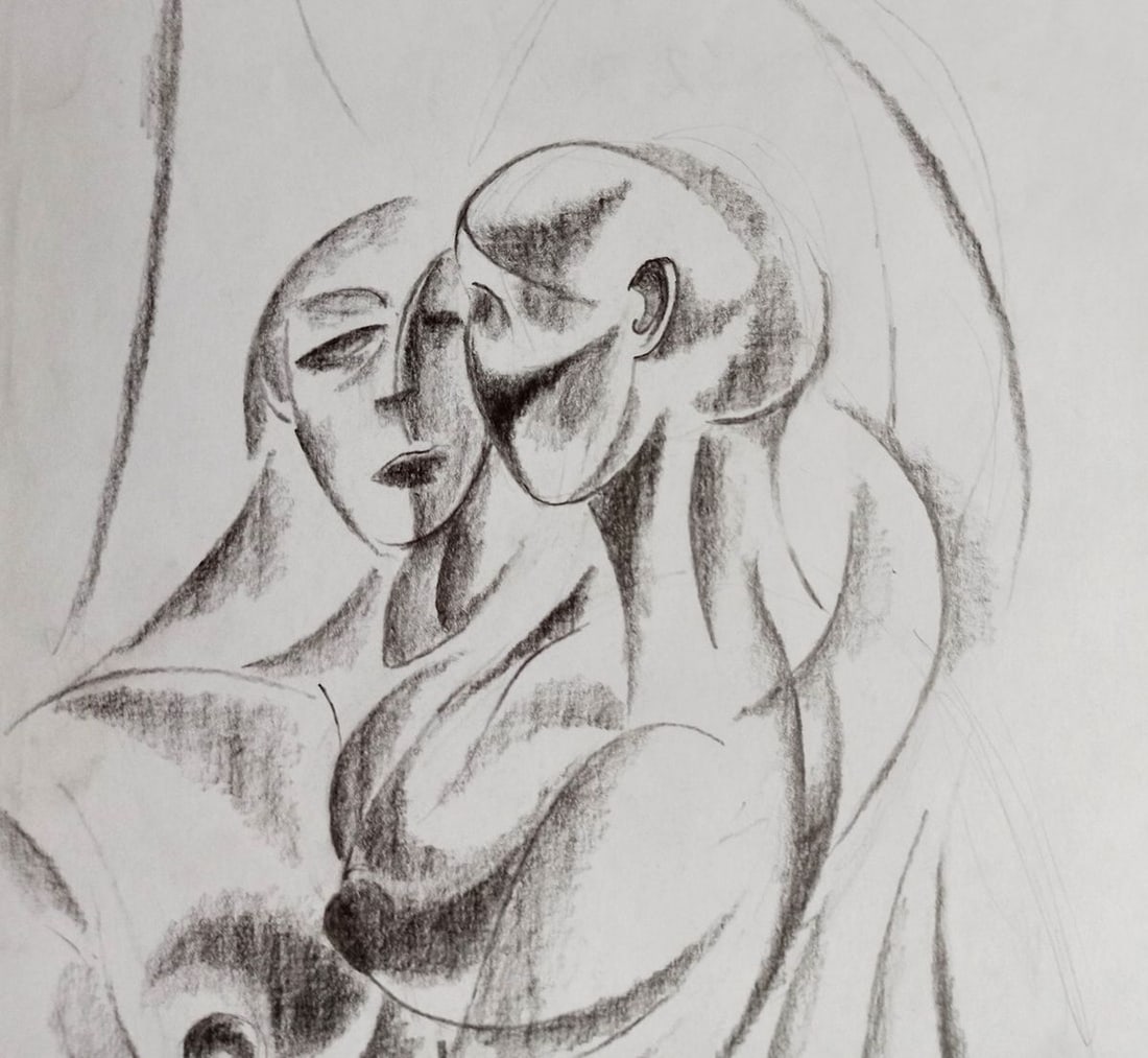 Abstract pencil painting Naked girls Peter Tovpev - 2