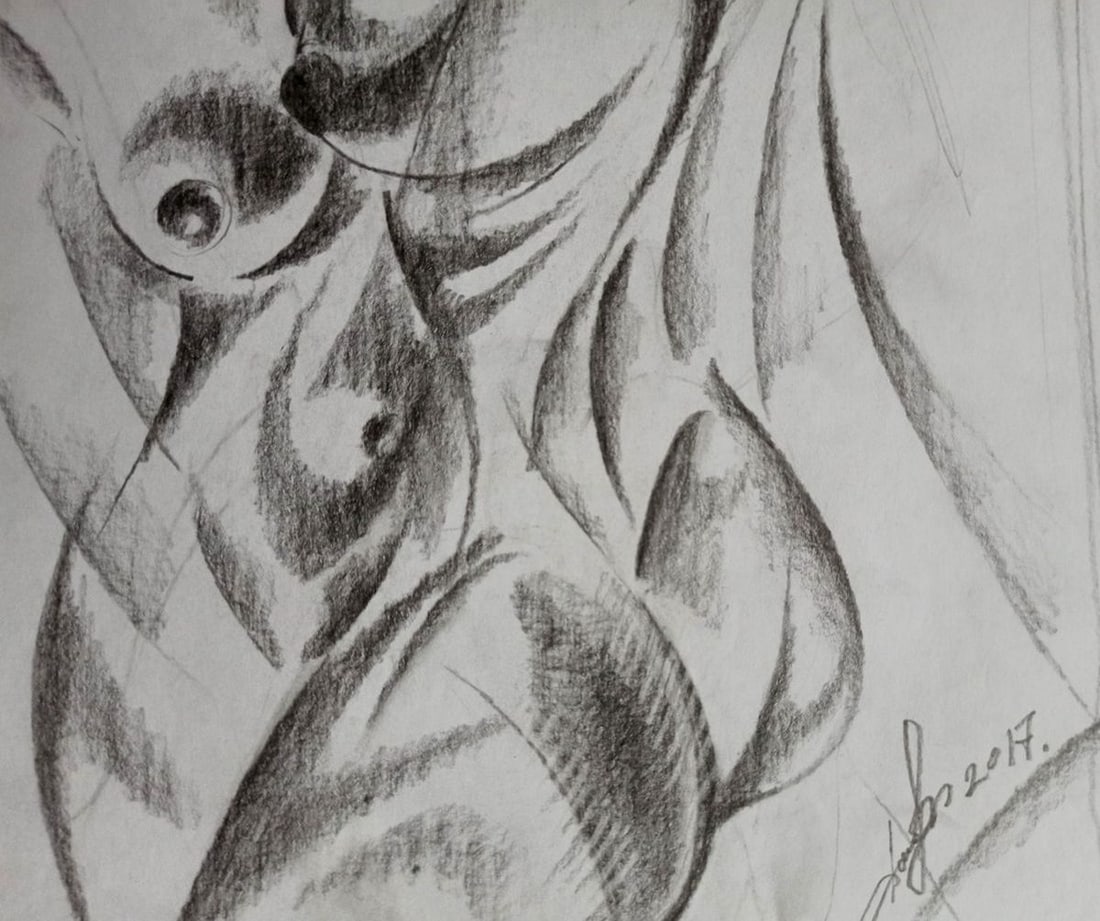 Abstract pencil painting Naked girls Peter Tovpev - 3