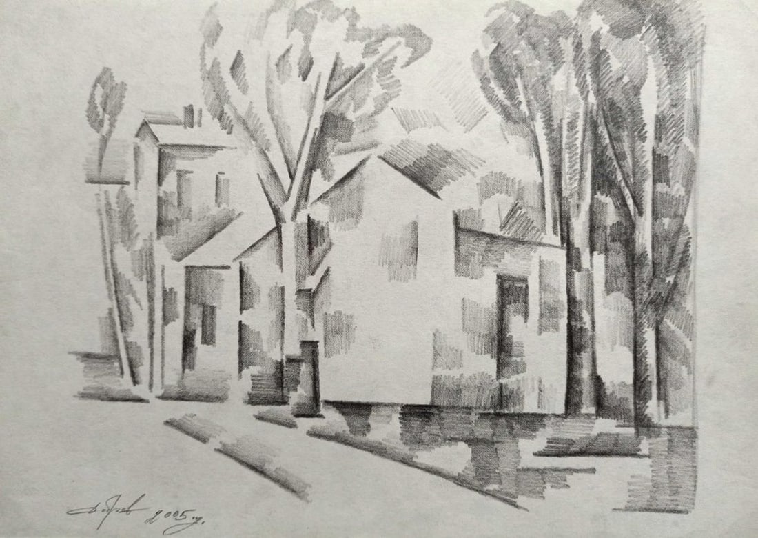 Abstract pencil painting Summer landscape Peter Tovpev (1 of 4)