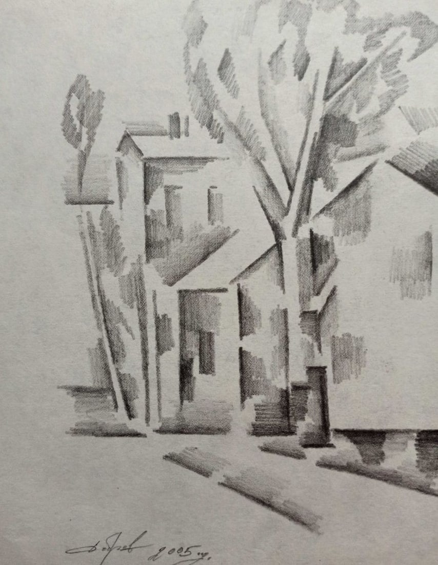 Abstract pencil painting Summer landscape Peter Tovpev - 2