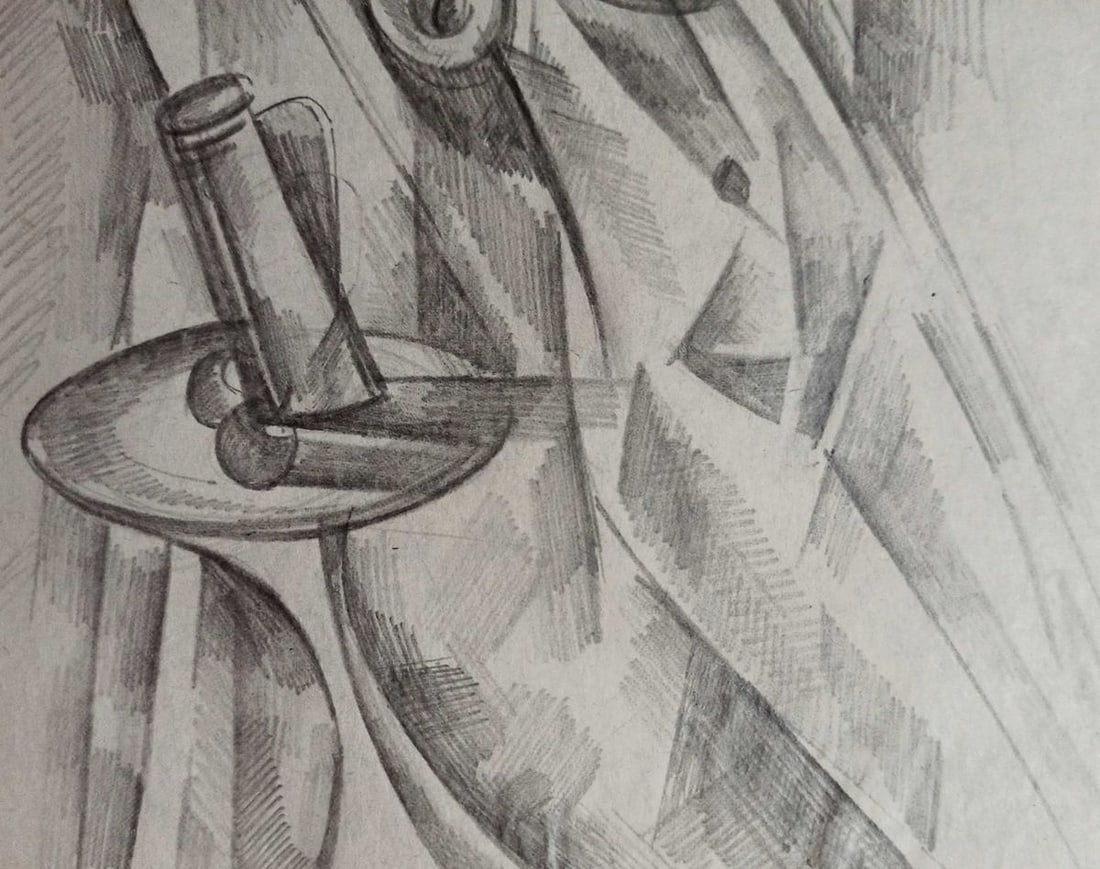 Abstract pencil painting Portrait of a naked girl Peter Tovpev - 3