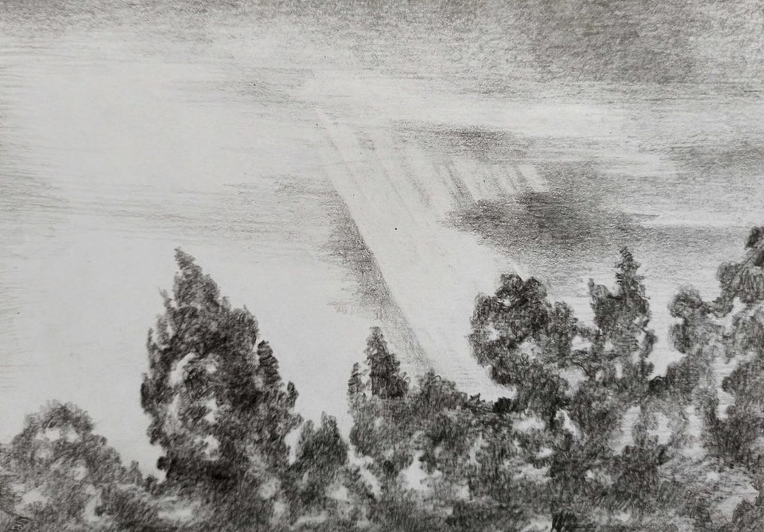 Pencil painting Summer landscape Peter Tovpev (1 of 4)