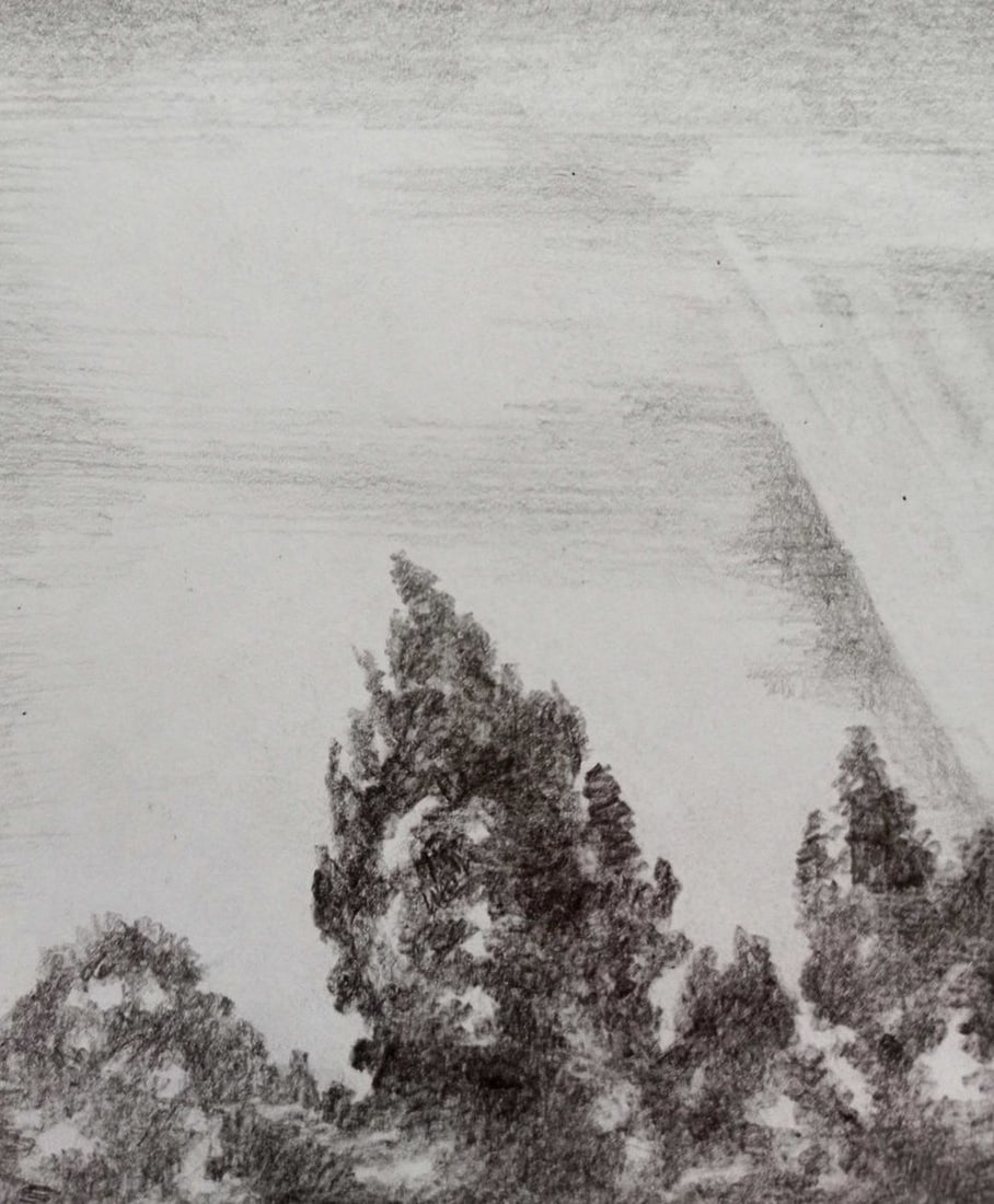 Pencil painting Summer landscape Peter Tovpev - 2