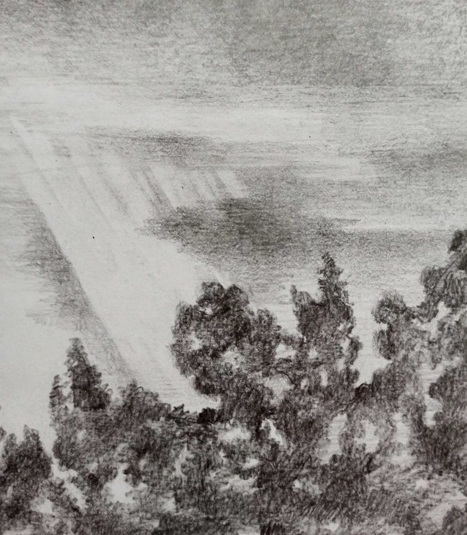 Pencil painting Summer landscape Peter Tovpev - 3