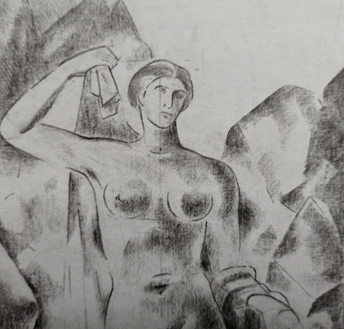 Abstract pencil painting Aphrodite Peter Tovpev - 2