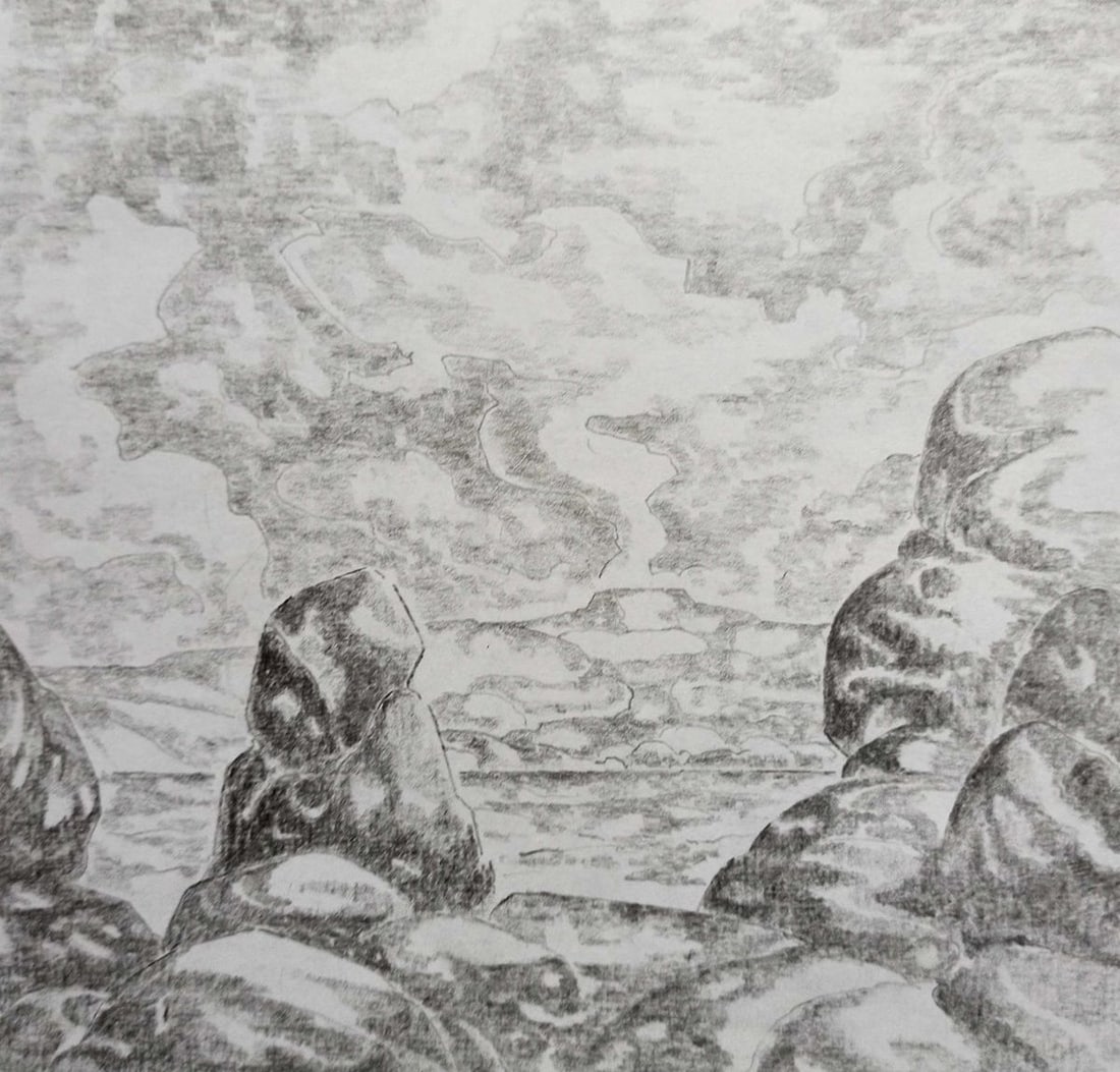 Abstract pencil painting Summer landscape Peter Tovpev (1 of 4)