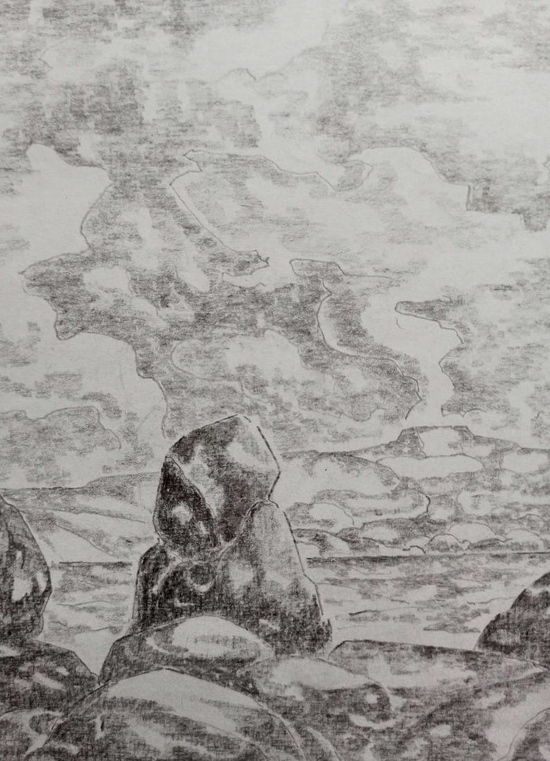 Abstract pencil painting Summer landscape Peter Tovpev - 2