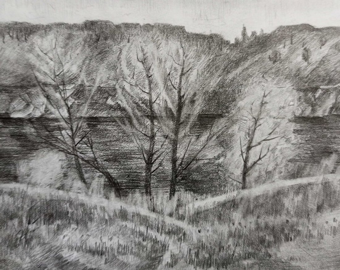 Pencil painting Spring landscape Peter Tovpev: Title: Pencil painting Spring landscape Peter Tovpev Description: NoDobr 694 *** ABOUT THIS PAINTING *** * TITLE: "Spring landscape" * ARTISTS: Peter Tovpev * SIZE: 12x15 cm/'4.72x5.90 inches' * MEDIU