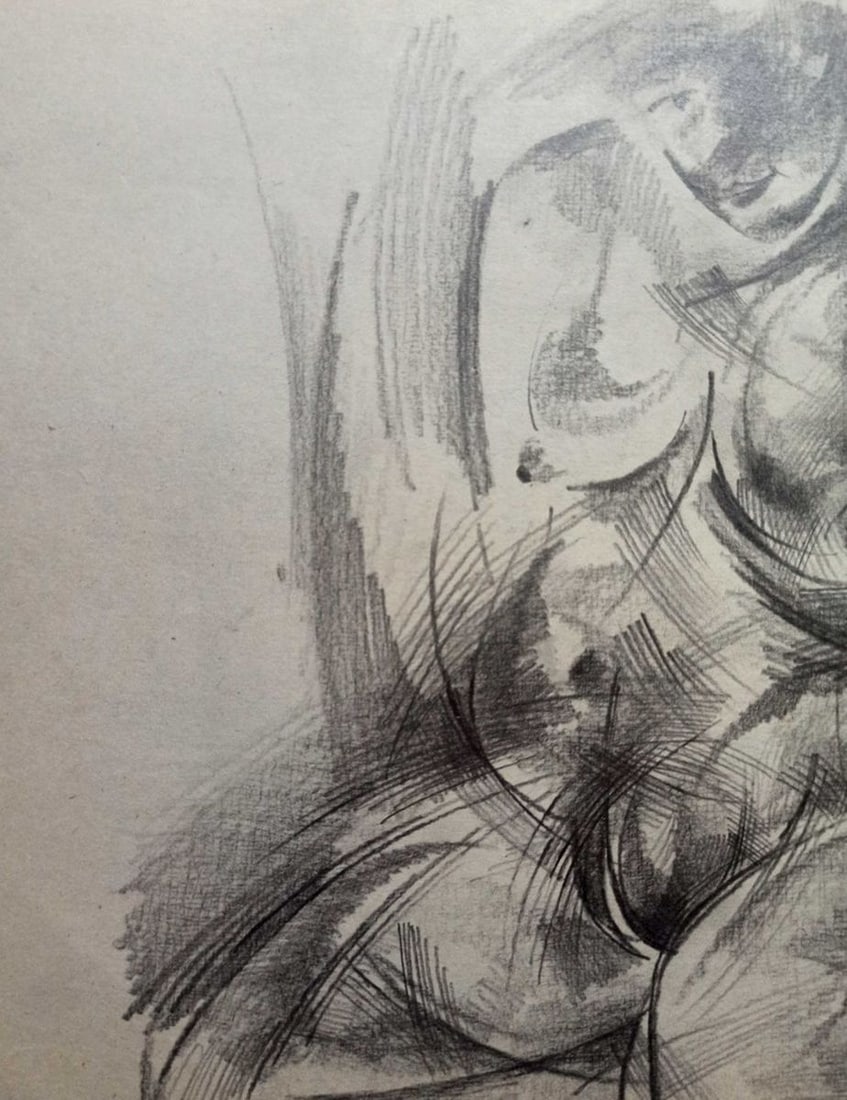 Abstract pencil painting Portrait of a naked girl Peter Tovpev - 2