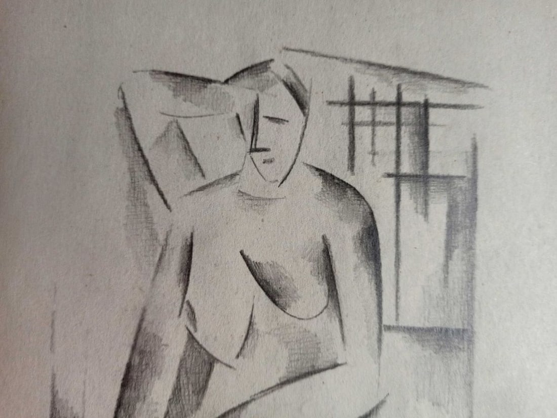 Abstract pencil painting Portrait of a naked girl Peter Tovpev - 2