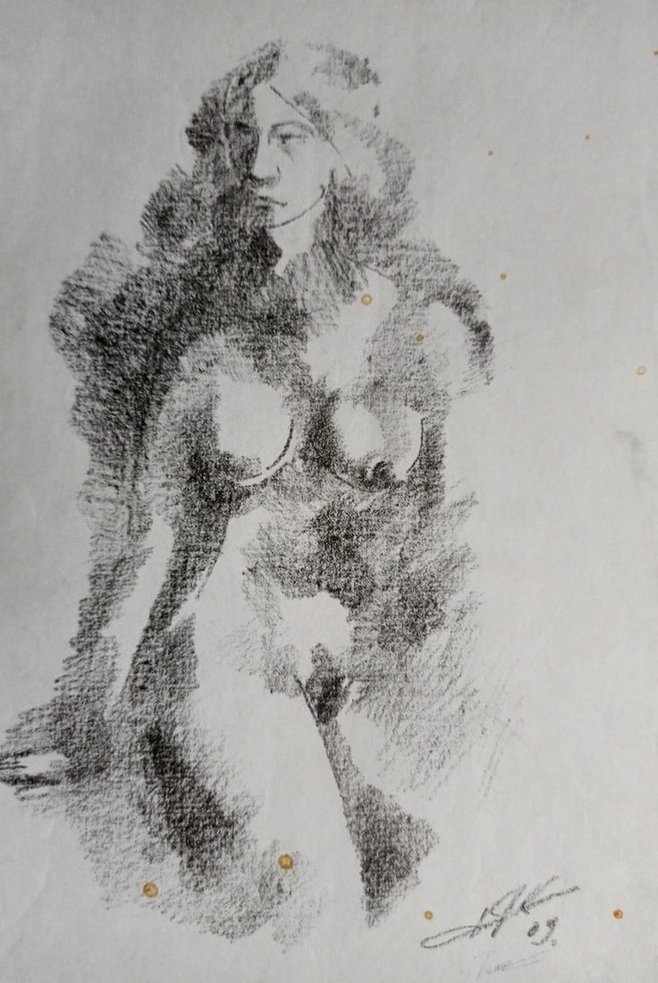 Abstract pencil painting Portrait of a naked girl Peter Tovpev: Title: Abstract pencil painting Portrait of a naked girl Peter Tovpev Description: NoDobr 698 *** ABOUT THIS PAINTING *** * TITLE: "Portrait of a naked girl" * ARTISTS: Peter Tovpev * SIZE: 30x20 cm/'