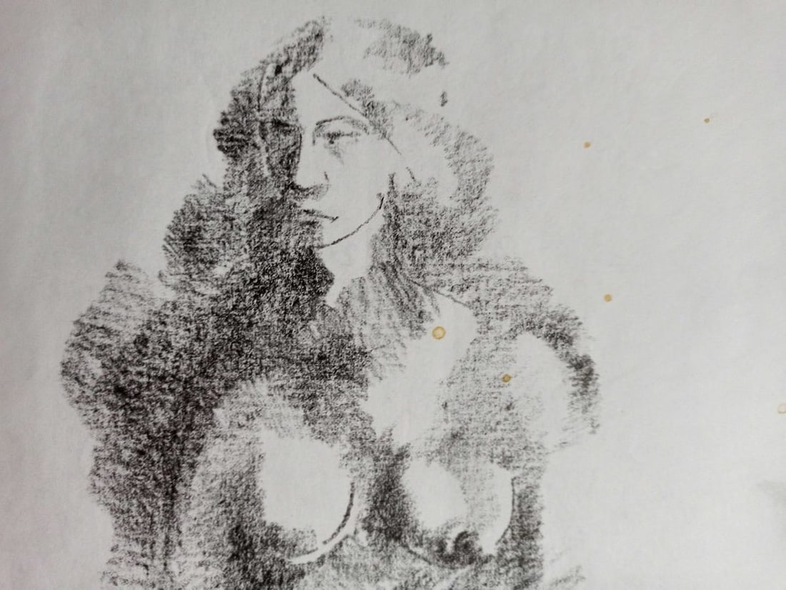Abstract pencil painting Portrait of a naked girl Peter Tovpev - 2