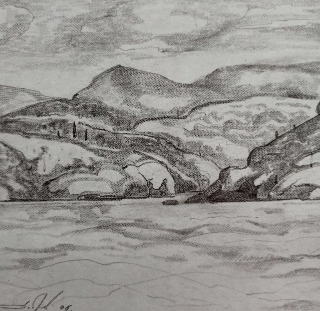 Pencil painting Sunset Peter Tovpev - 2