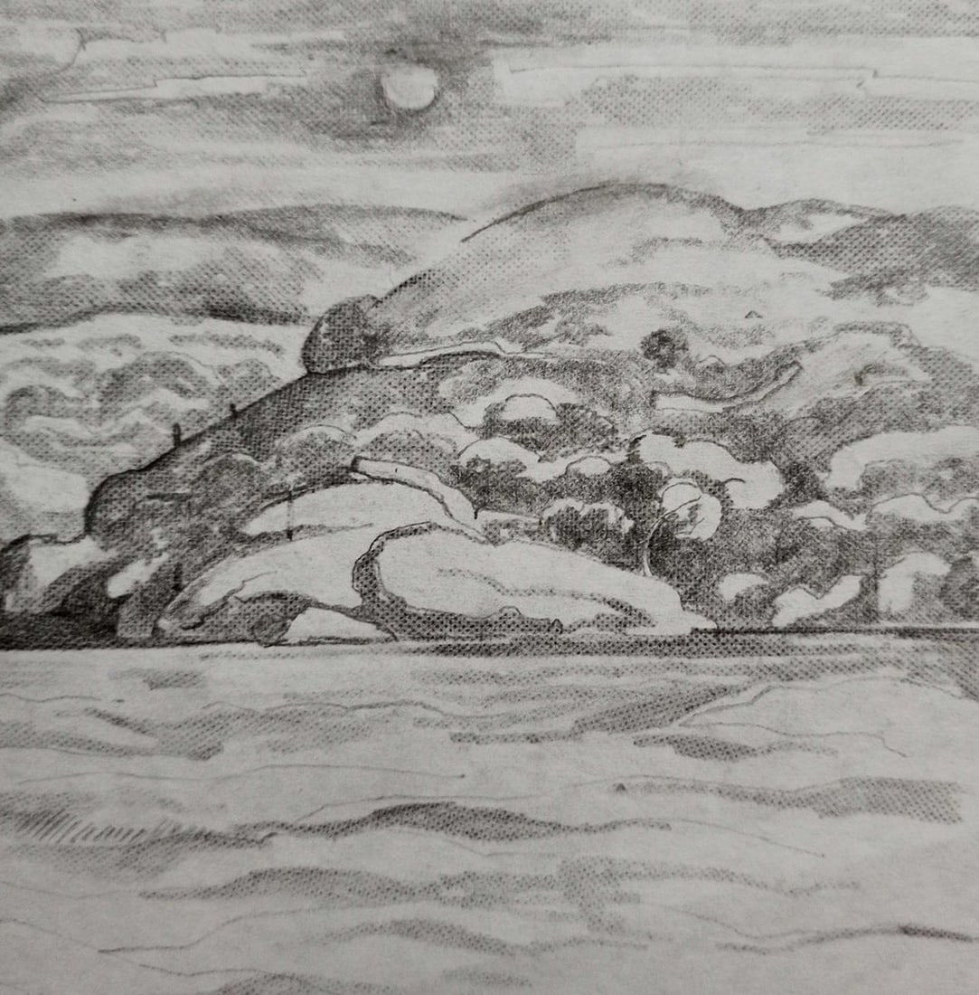 Pencil painting Sunset Peter Tovpev - 3