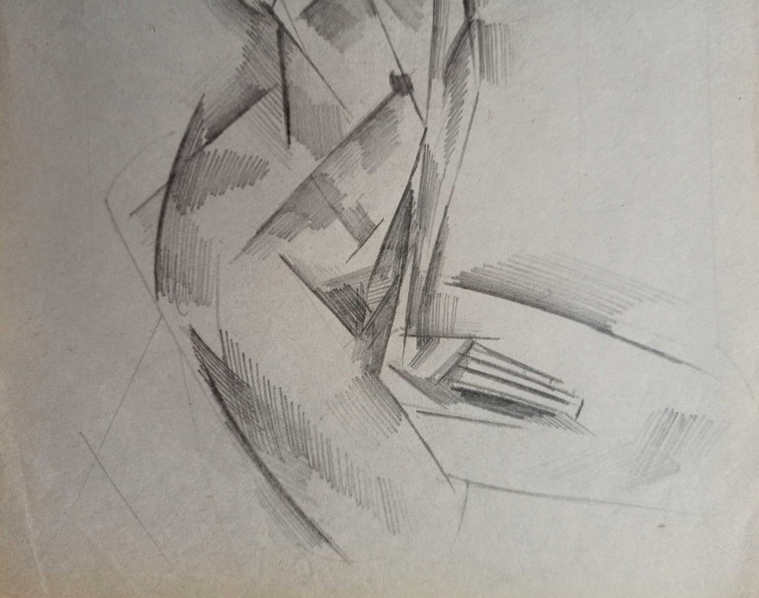 Abstract pencil painting Portrait of a naked girl Peter Tovpev - 3