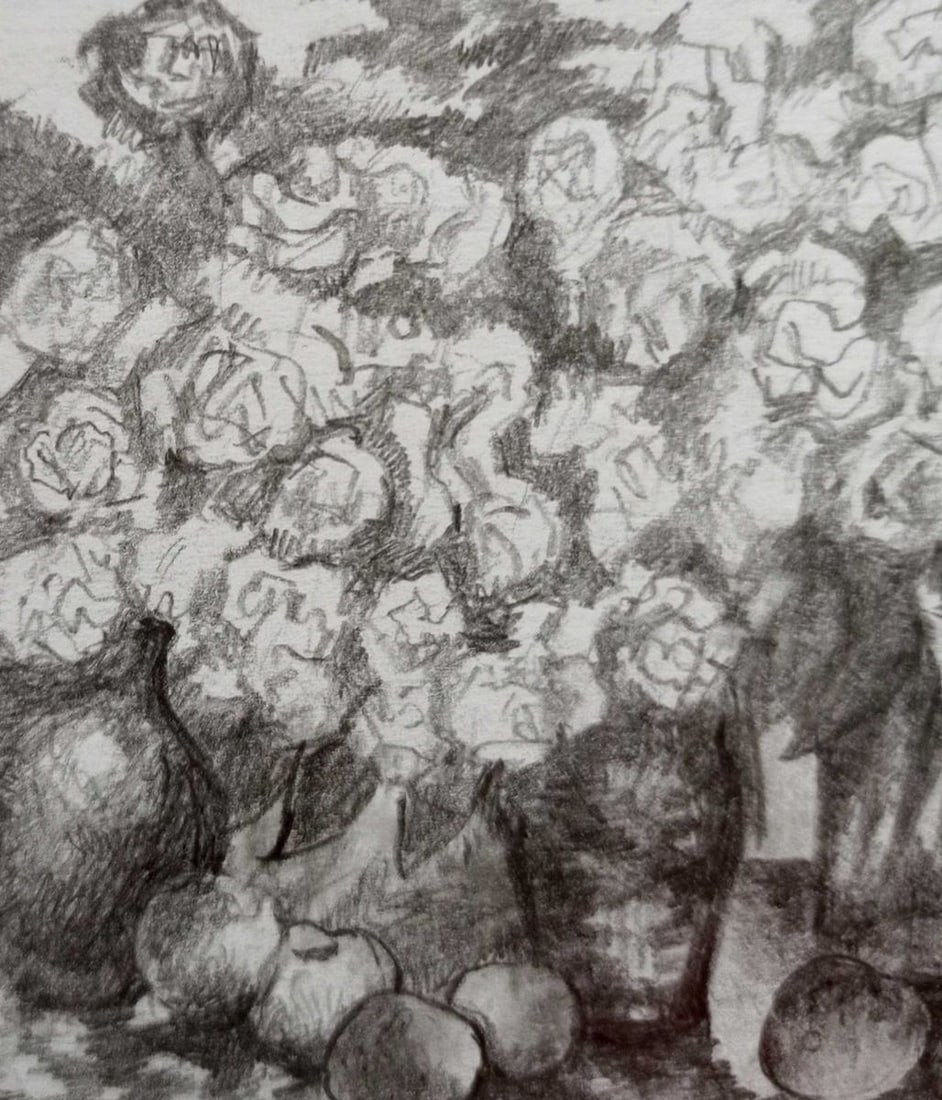 Pencil painting Flowers Peter Tovpev - 3