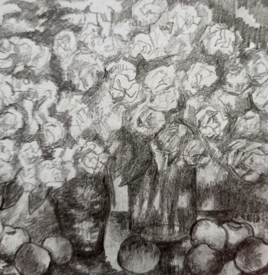 Pencil painting Flowers Peter Tovpev - 4