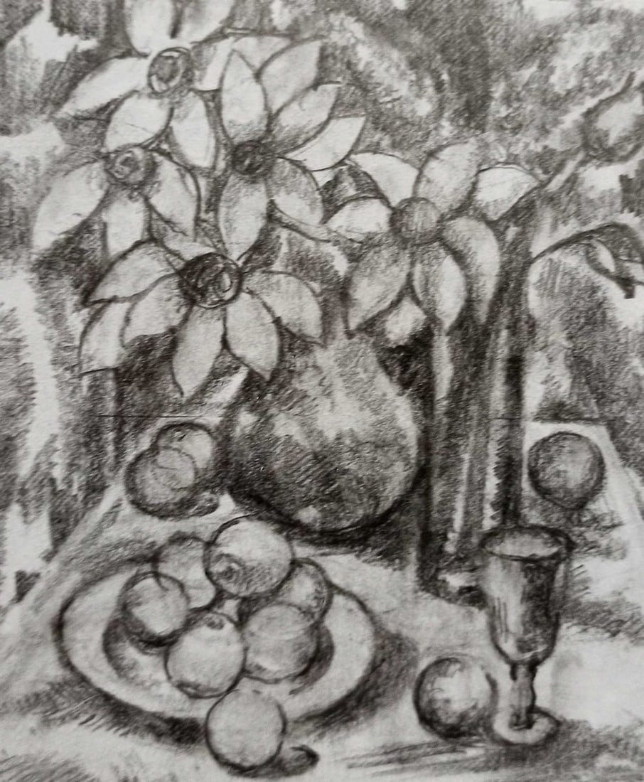 Pencil painting Fruit table Peter Tovpev (1 of 4)