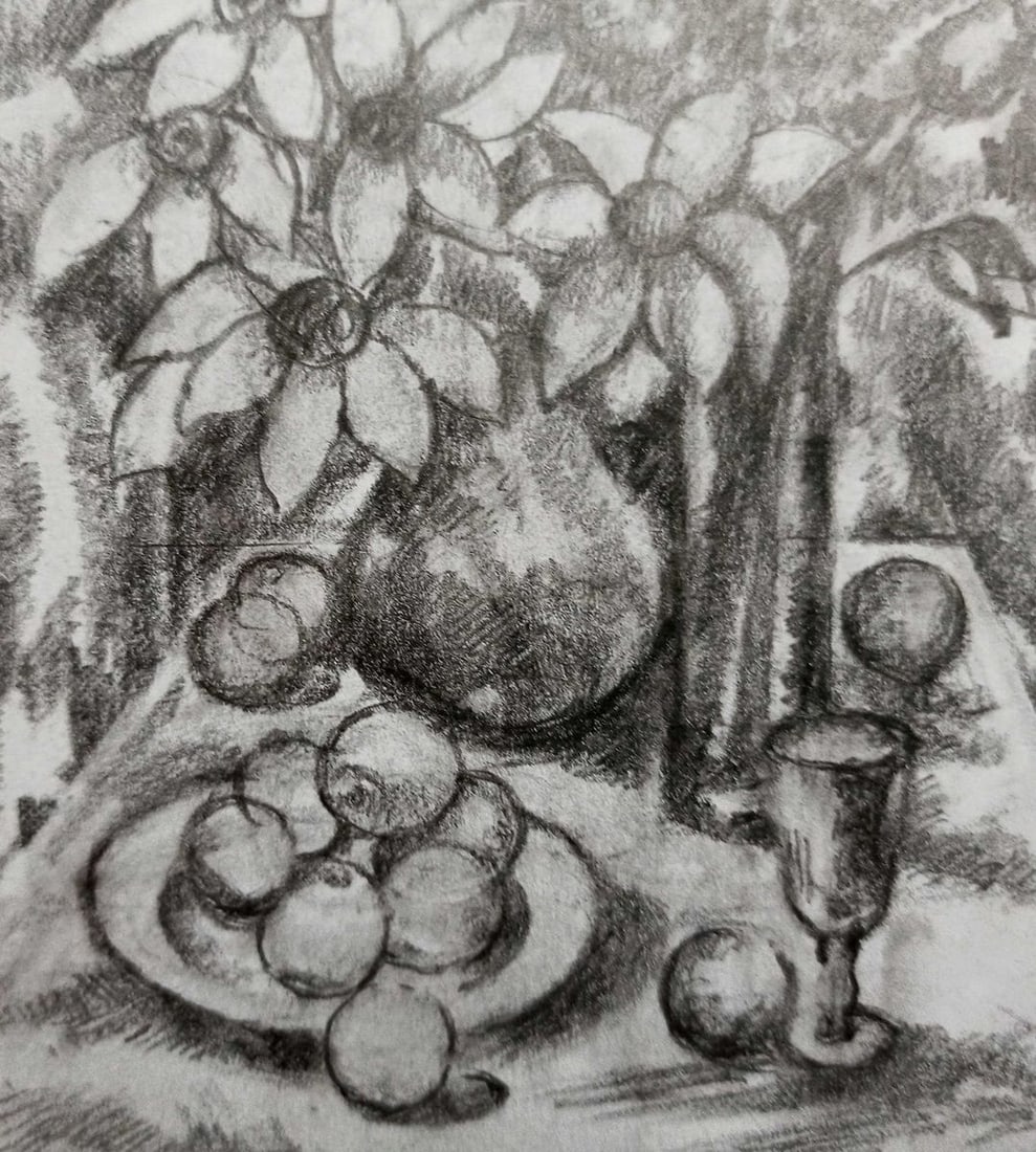 Pencil painting Fruit table Peter Tovpev - 3