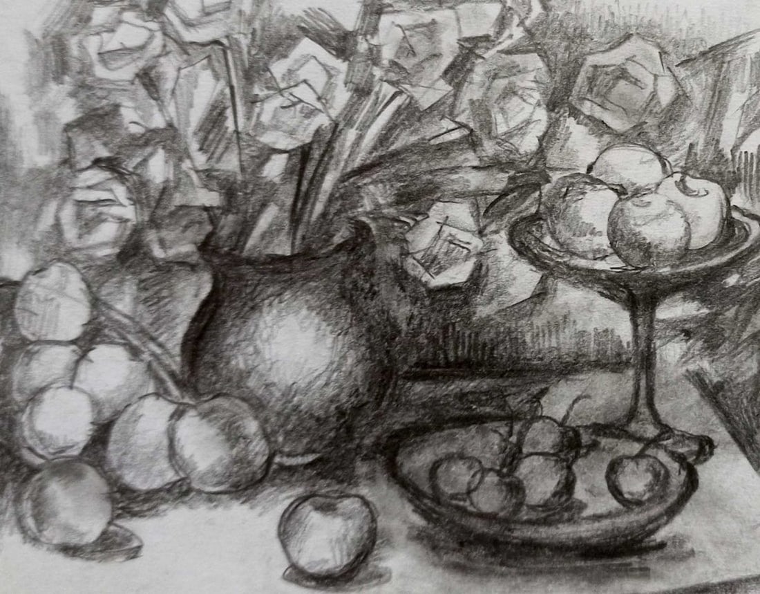 Pencil painting Still life Peter Tovpev: Title: Pencil painting Still life Peter Tovpev Description: NoDobr 711 *** ABOUT THIS PAINTING *** * TITLE: "Still life" * ARTISTS: Peter Tovpev * SIZE: 10x12 cm/'3.93x4.72 inches' * MEDIUM: pencil,