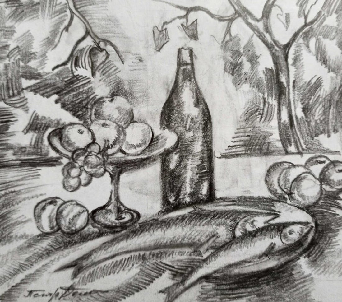 Pencil painting Still life Peter Tovpev: Title: Pencil painting Still life Peter Tovpev Description: NoDobr 713 *** ABOUT THIS PAINTING *** * TITLE: "Still life" * ARTISTS: Peter Tovpev * SIZE: 12x14 cm/'4.72x5.51 inches' * MEDIUM: pencil,