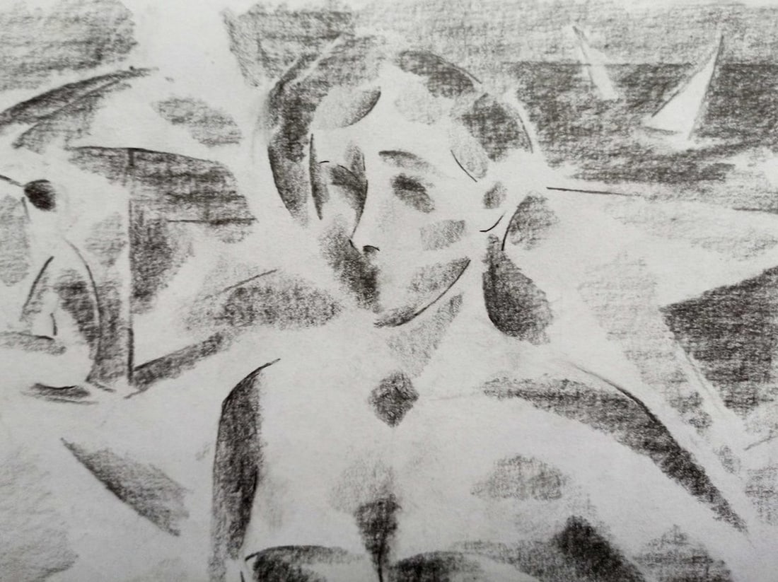 Abstract pencil painting Portrait of a girl Peter Tovpev - 2