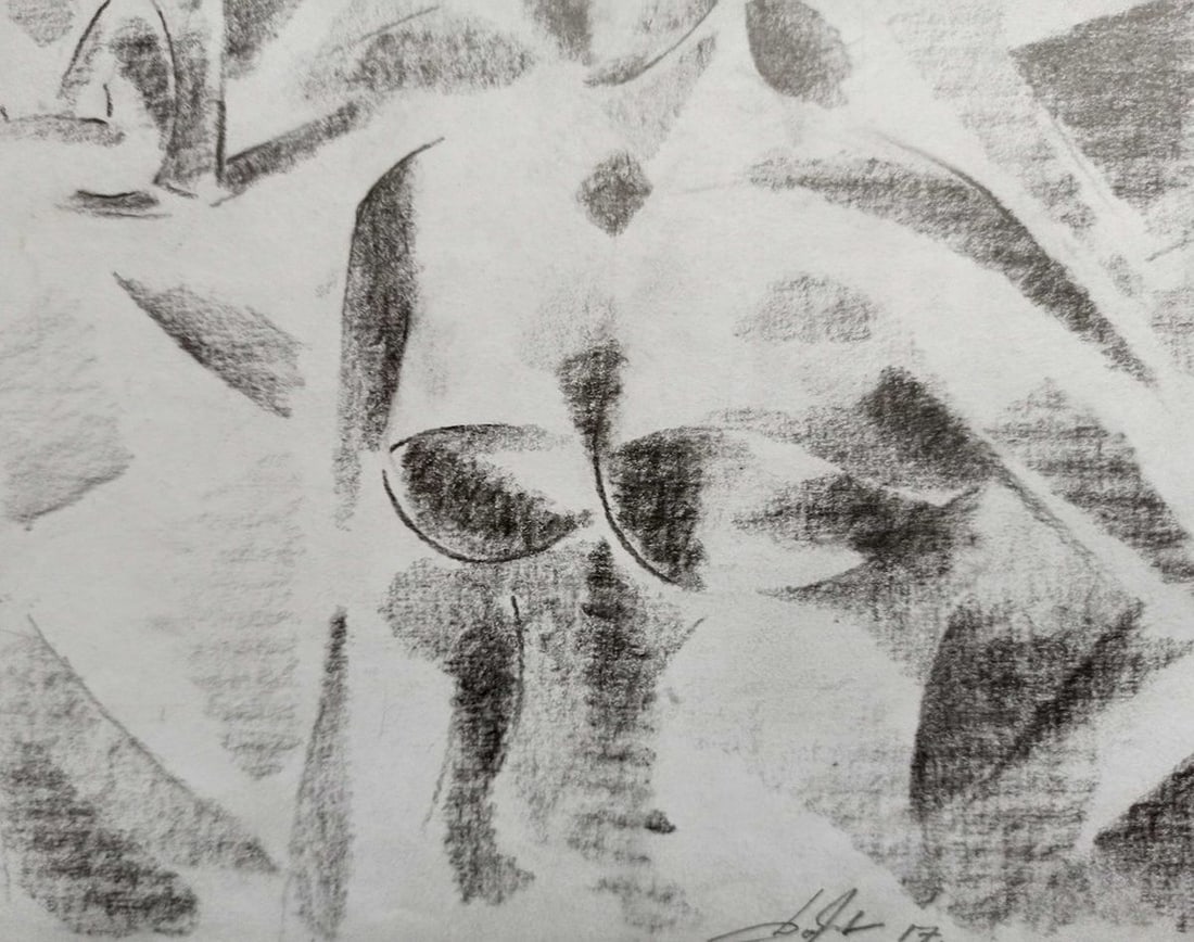 Abstract pencil painting Portrait of a girl Peter Tovpev - 3