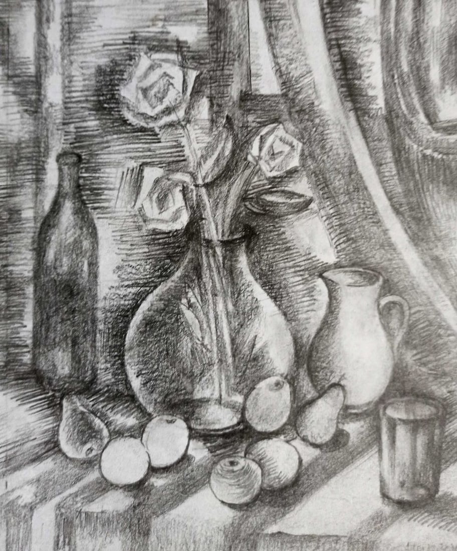 Pencil painting Still life Peter Tovpev: Title: Pencil painting Still life Peter Tovpev Description: NoDobr 718 *** ABOUT THIS PAINTING *** * TITLE: "Still life" * ARTISTS: Peter Tovpev * SIZE: 18x14 cm/'7.08x5.51 inches' * MEDIUM: pencil,