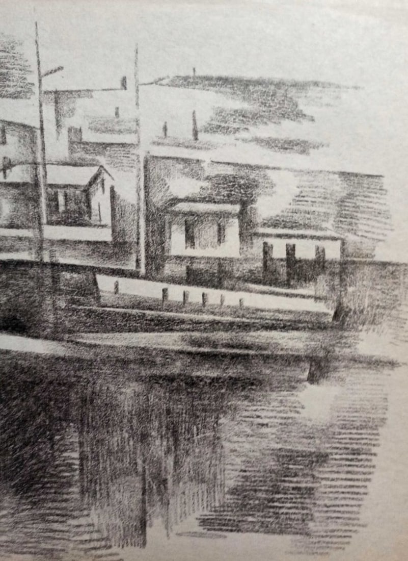 Pencil painting Docks Peter Tovpev - 3