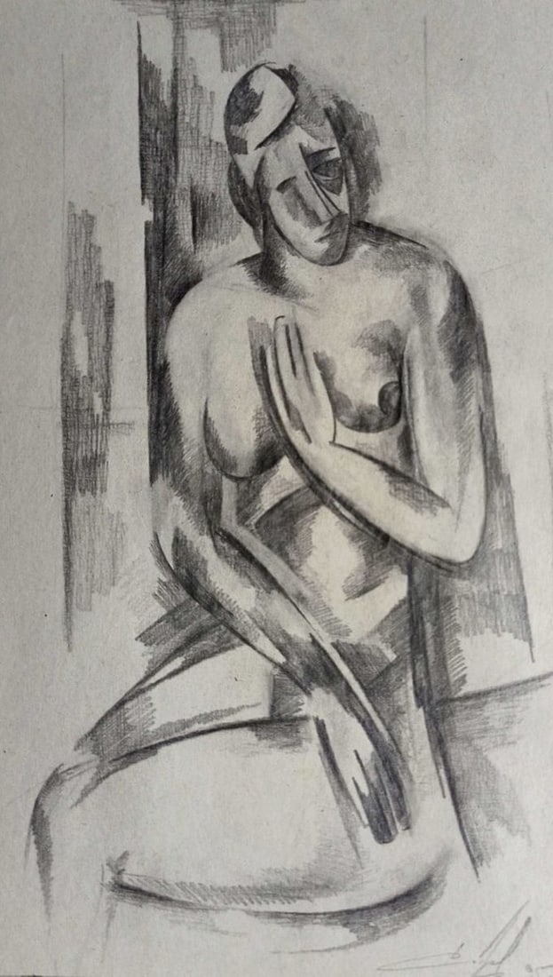 Abstract pencil painting Portrait of a naked girl Peter Tovpev: Title: Abstract pencil painting Portrait of a naked girl Peter Tovpev Description: NoDobr 723 *** ABOUT THIS PAINTING *** * TITLE: "Portrait of a naked girl" * ARTISTS: Peter Tovpev * SIZE: 24x14 cm/'