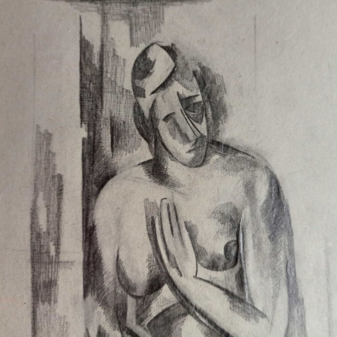 Abstract pencil painting Portrait of a naked girl Peter Tovpev - 2