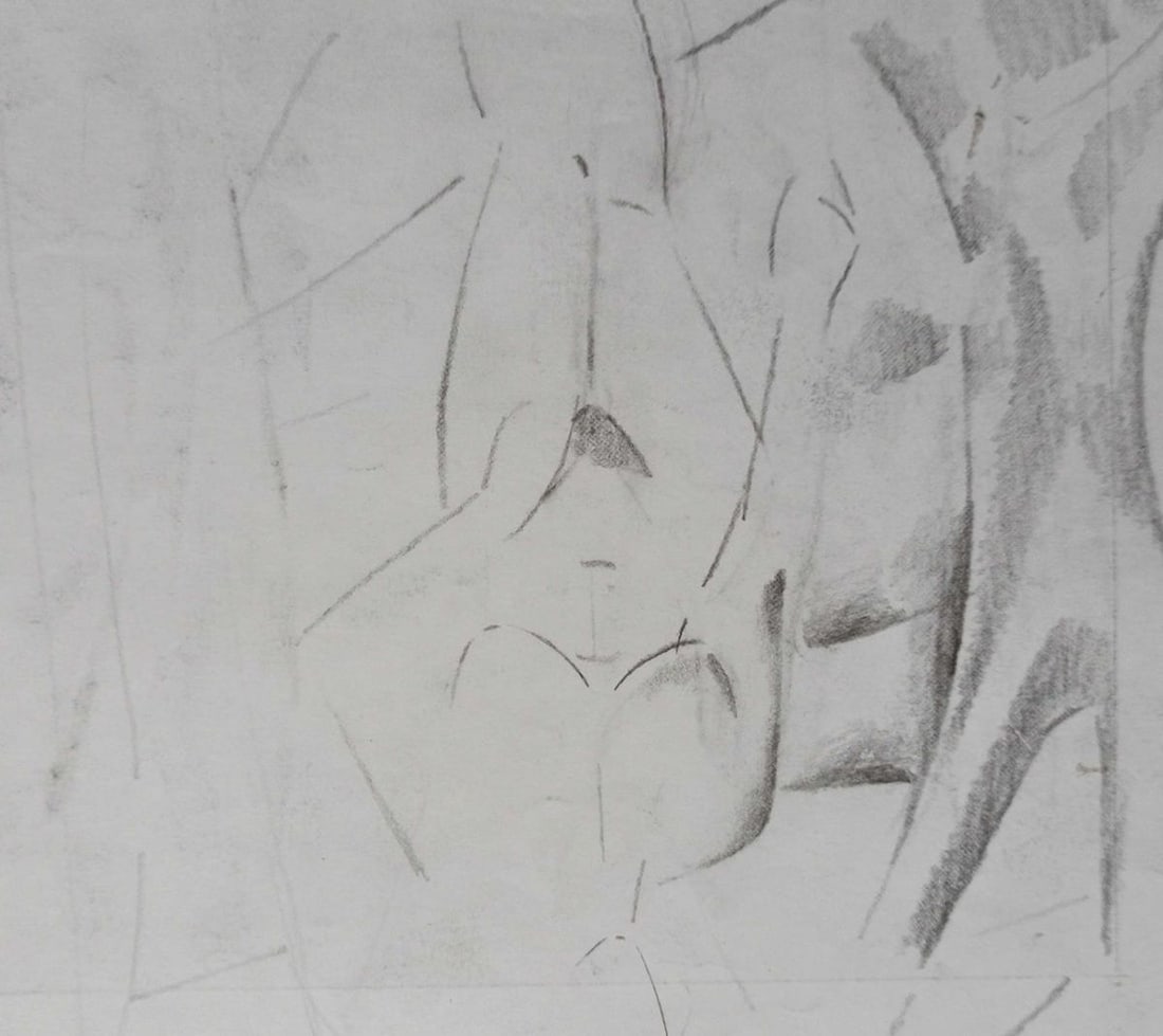Abstract pencil painting Houses on the outskirts Peter Tovpev - 4