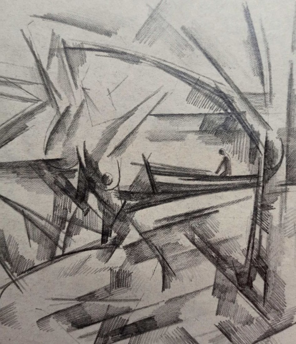 Abstract pencil painting Portrait of naked girls Peter Tovpev - 3