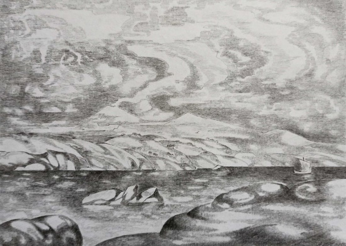 Pencil painting River landscape Peter Tovpev: Title: Pencil painting River landscape Peter Tovpev Description: NoDobr 728 *** ABOUT THIS PAINTING *** * TITLE: "River landscape" * ARTISTS: Peter Tovpev * SIZE: 18x24 cm/'7.08x9.44 inches' * MEDIUM: