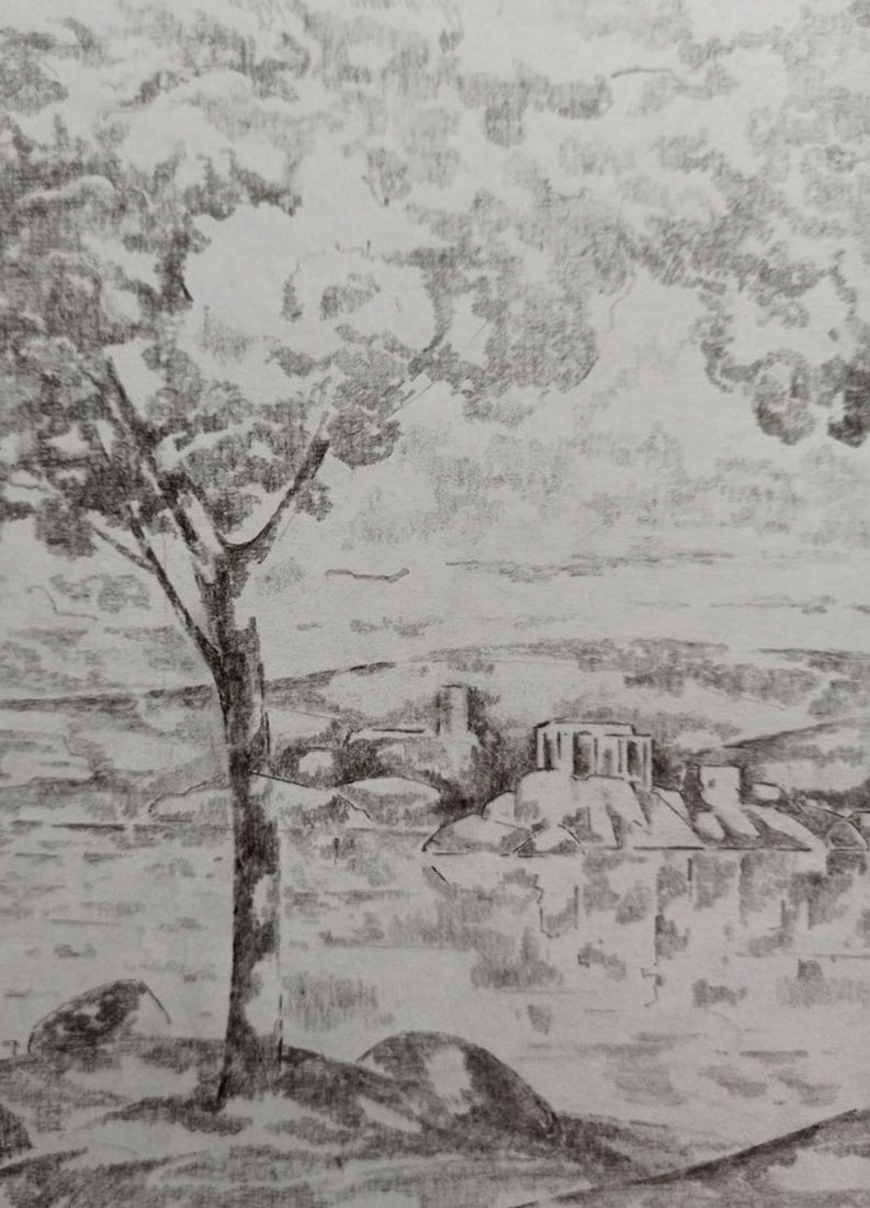 Pencil painting Romantic motive Peter Tovpev - 2