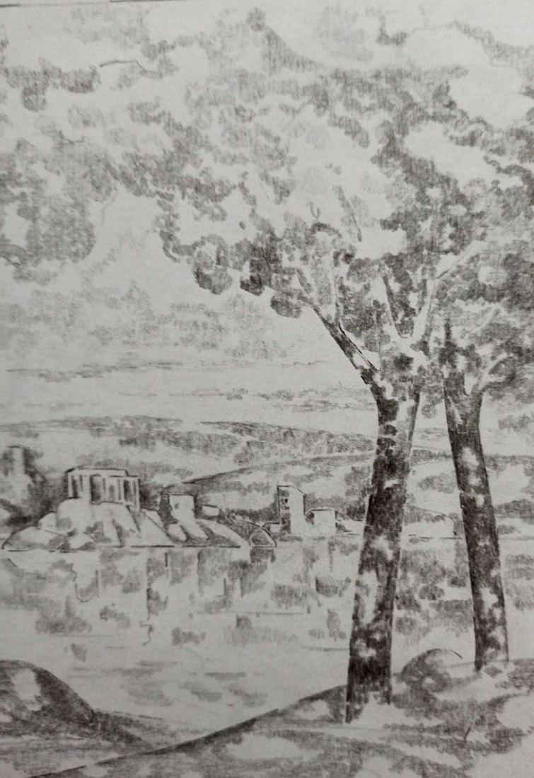 Pencil painting Romantic motive Peter Tovpev - 3